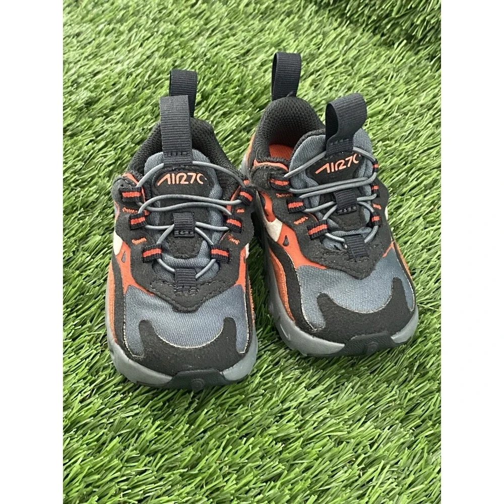 Nike‎ Air Max 270 Baby Toddler 3C React Gray Orange Shoes CD2654-006